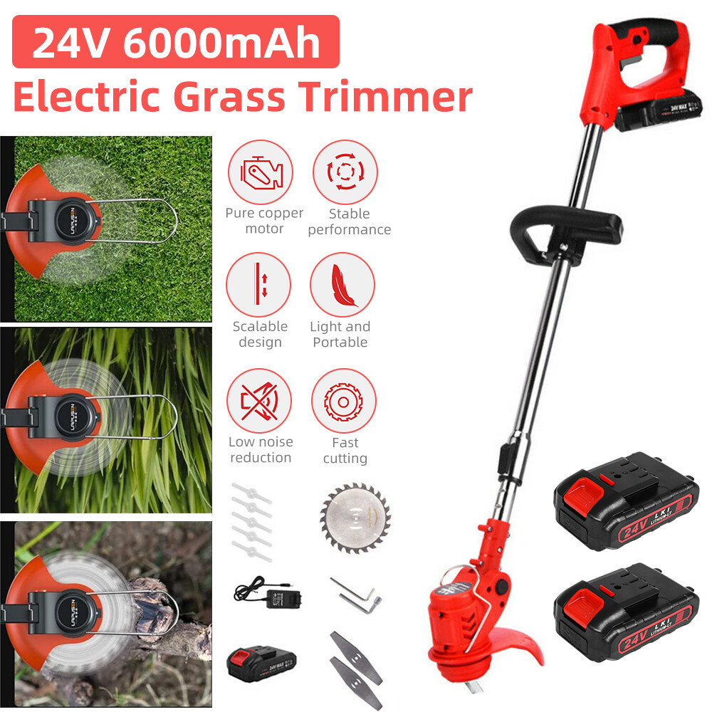 Electric Weed Eater Lawn Edger Cordless Grass String Trimmer Cutter + 2 Battery