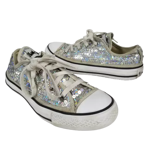 Converse Chuck Taylor High Sneakers In Silver Sequin in Metallic