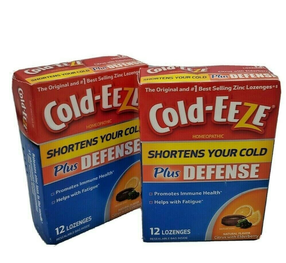 2x Cold EEZE Plus Defense HOMEOPATHIC Zinc LOZENGES CITRUS WITH