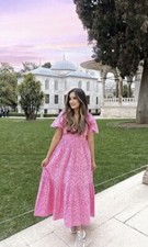 BNWT ZARA Pink Dress with Cutwork Embroidery Size L