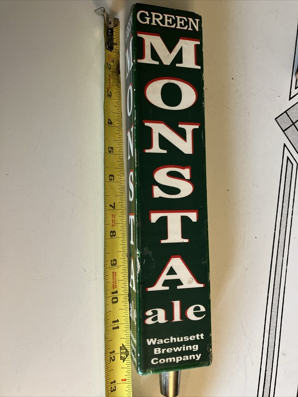 Rare GREEN MONSTA ALE Beer Tap Handle Knob 13"Long Bar Wachusett Brewing Company