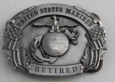 Vintage 3.25" USMC Retired United States Marine Corps Belt Buckle Semper FI