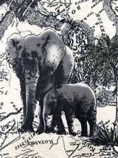 Animal cotton fabric safari jungle elephant zebra giraffe ivory craft African
