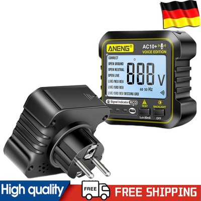 Multi-function Receptacle Detector LCD Display Digital Multimeter for US/EU Plug