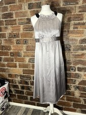 PEA IN A POD SILVER GREY SATIN SILK MATERNITY DRESS FITS 8 VGC