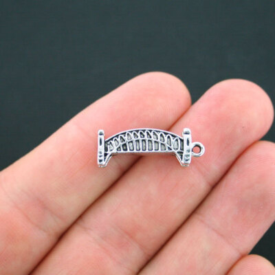 5 Bridge Charms Antique Silver Tone 3D Arch Bridge - SC047