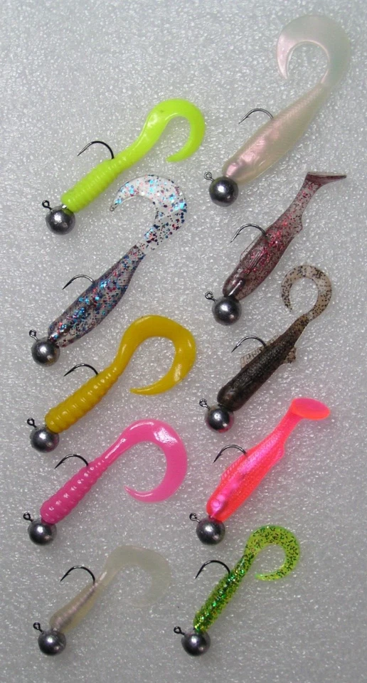 10 Mini Jigs Sortiment mit 7g Jig köpfe, Shads, Lachsforelle,Barsch,Forelle,Neu - Bild 2 von 2