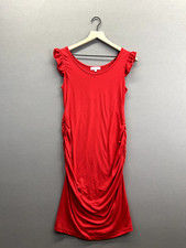 Bi Ome Womens Red Midi Dress Short Sleeve Scoop Neck NWT Size M "