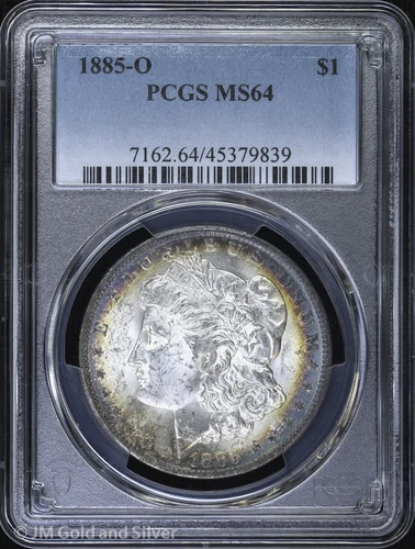 1885-O $1 Morgan Silver Dollar PCGS MS 64 | Toning Uncirculated UNC BU