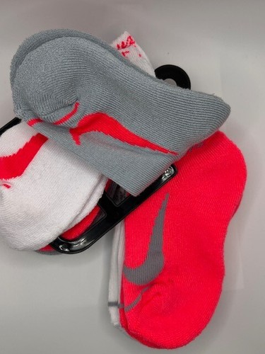 Nike Kids 6-Pair Cushioned Ankle Socks Youth Shoe Sz 10C–3Y White/Pink Grey NWT - Picture 5 of 6