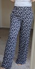 NWT Navy Blue & Gray Floral Print High Rise Straight Wide Leg Lightwt Pants XS — photo 5