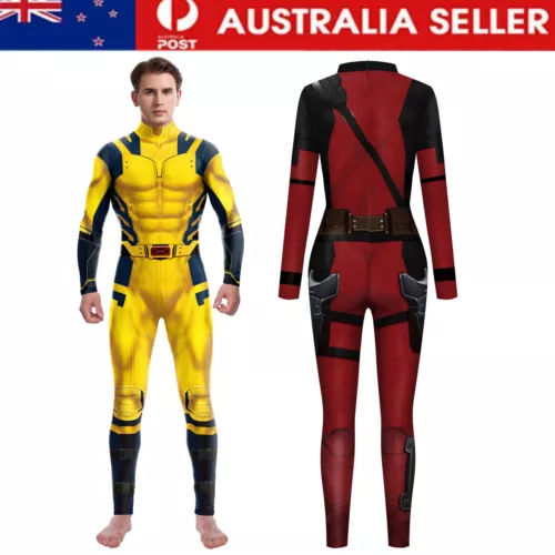 Adults Kids Deadpool 3 Wolverine Cosplay Costume Mens Boys Wolverine Jumpsuit - Picture 2 of 19