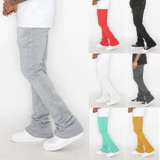 Victorious Men's Essential Flared Stacked Athletic Fleece Sweat Pants  FL94