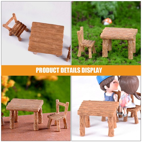 1 Set Dollhouse Miniaturstuhl Tisch Mini Gartenmöbel Mikrolandschaft Möbel - Bild 10 von 12