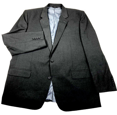 J M Haggar Sport Coat Classic Fit Gray Charcoal 48 50 L Blazer Preppy Career