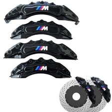 4x Black Universal Brake Caliper Covers for BMW Emblem Rim Wheel Set Tuning