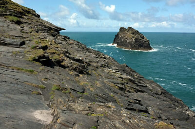 Foto 6x4 Penally Point & Meachard Boscastle Ein Schieferhang am Headlan um 2021