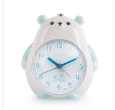 larm Clock Cute Polar Bear Alarm Clock, Silent Table Clock with Night Light