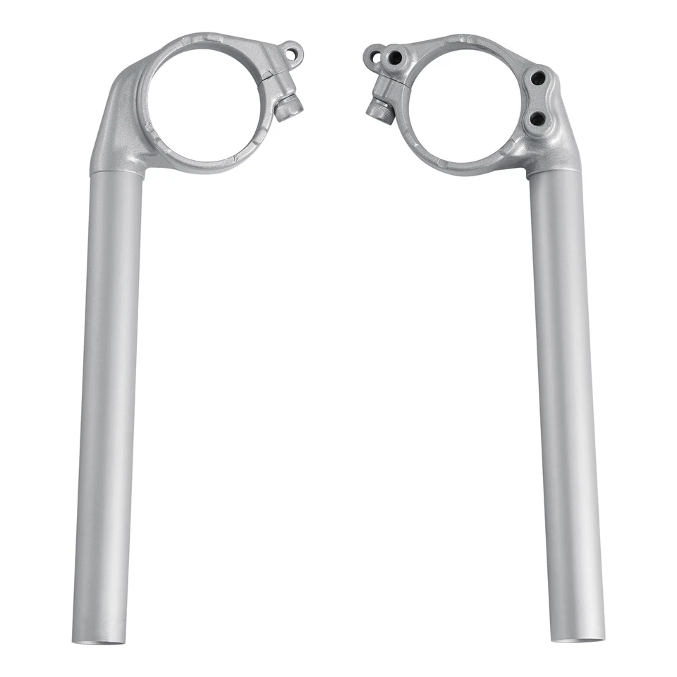 Un par de clips de manillar de aluminio plateados aptos para Yamaha YZF R1 2004-2008 Foto 3 de 4