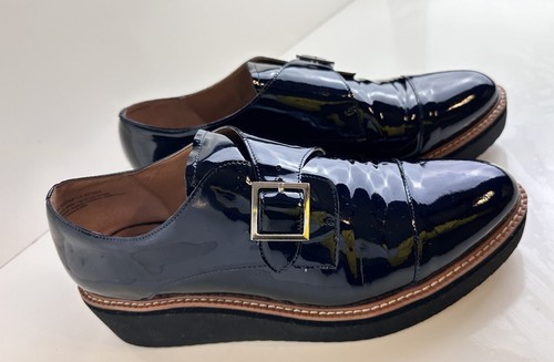 Halogen Emma Monk Strap Women's Navy Patent Leather Oxford, Size 11M, 45-03
