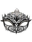 Black Laser Cut Clear Crystals Silver Glitter Metal Filigree Mask Prom