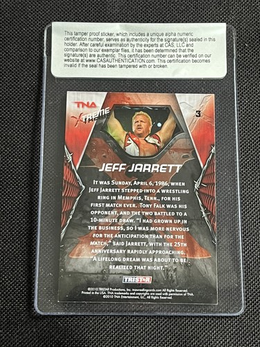 JEFF JARRETT 2010 TRISTAR TNA XTREME SIGNED AUTOGRAPHED CARD CAS AUTHENTIC - Picture 2 of 2