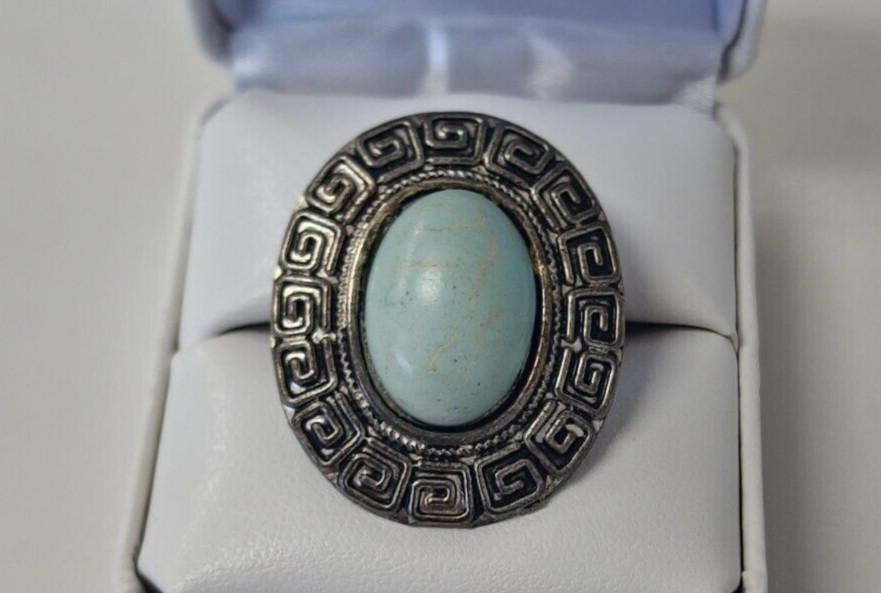 Dyed Turquoise Adjustable Ring - image 2
