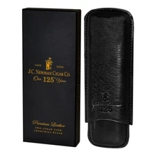 New - JC Newman 125th Anniversary Black Leather Two Finger Cigar Case