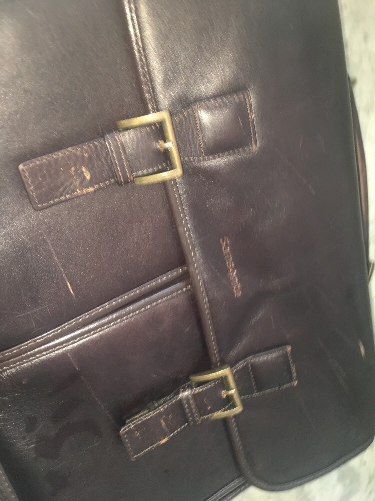 SAMSONITE Brown Leather MESSENGER BAG Laptop Busine… Gem