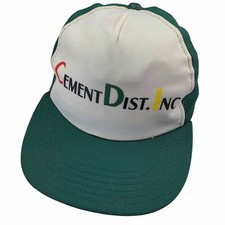 VTG NOS Cement Dist Inc Made In USA Farmer Trucker Cloth Snapback Hat Green