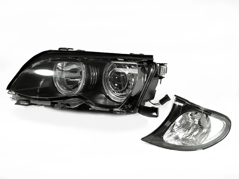 DEPO Angel Halo Headlight + Clear Corner Light For 02-05 BMW E46 3 Series 4D/5D — 第 3/4 张图片