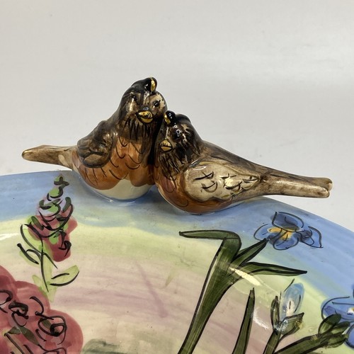 Blue Sky Clayworks Footed Bowl The Robins Song Heather Goldminc 3D Bird 10.75in - Picture 2 of 21