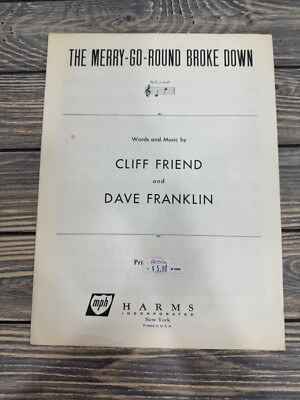 The Merry-Go-Round Broke Down Sheet Music By Cliff Friend & Dave Franklin 1930s