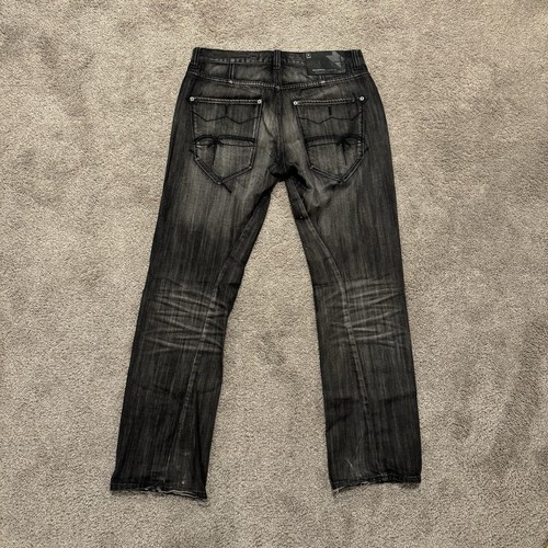 Vintage Rocawear Black Faded Art Grunge Jeans Size 34x32 Y2K Denim Distressed