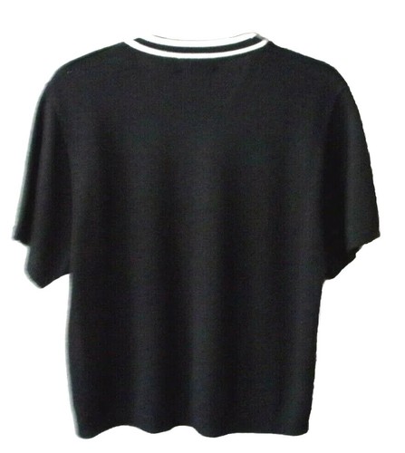 Dylani Knitwear Santana Knit Top Sz L Black White Dress Casual Shell - Picture 2 of 4