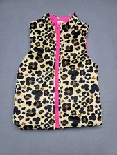 DISNEY Girl's Size 10/12 Mickey Mouse / Cheetah Print Full Zip Vest Pink Lining