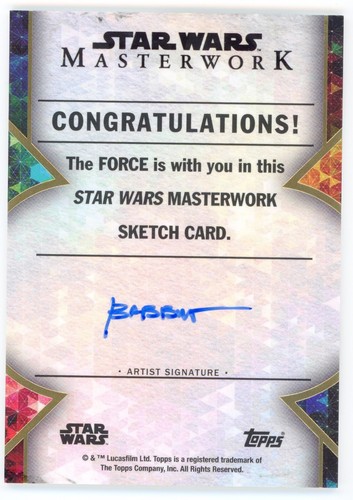 2022 Topps Star Wars Masterwork Sketch Card Kyle Babbitt Slave 1 Boba Fett 1/1 - Picture 2 of 2