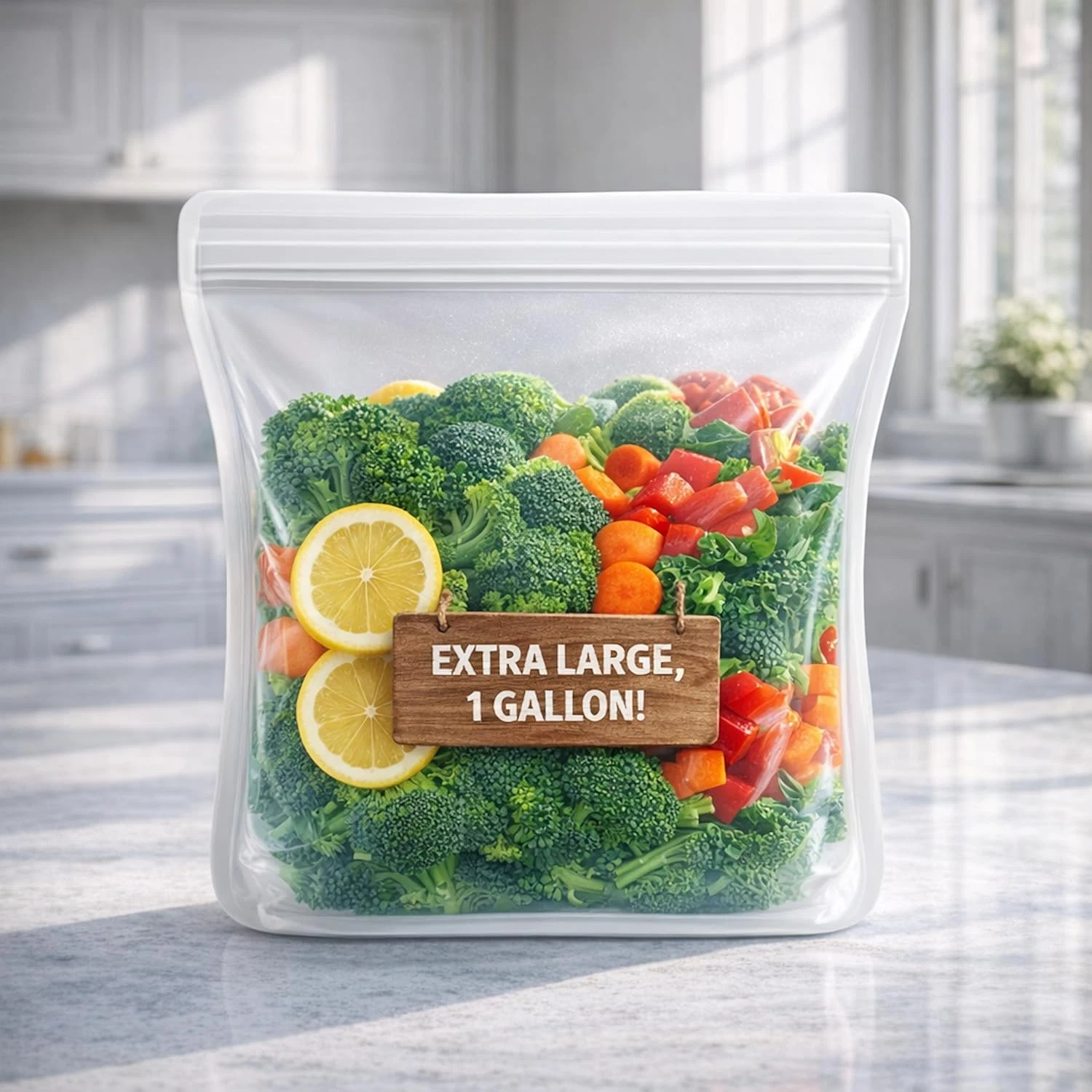 Reusable Silicone Sous Vide Bag - 1 Gallon, 135Oz. XXL - 1 Pcs Food Storage Bag,
Opens in a new wind