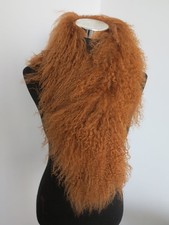 100 REAL Mongolian lamb fur scarf /fur collar/ neck wrap /brown women's cape