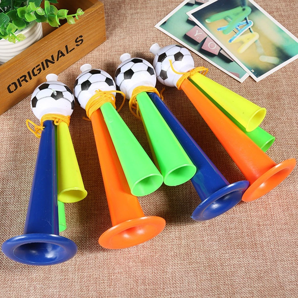 6 Pcs Plastic Football Game Trumpet Toys Three Tone Loud Noise Maker