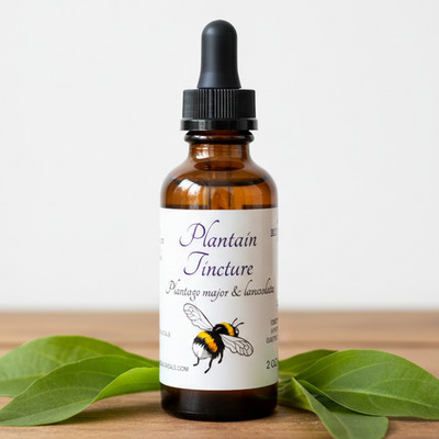Plantain Tincture, Wild Organic Plantago Herbal Extract