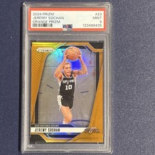 Panini 2024-25 Prizm Jeremy Sochan Orange Prizm /49 PSA 9 San Antonio Spurs
