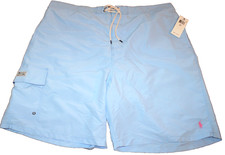 POLO RALPH LAUREN 3LT Big Tall Light Blue Swim Trunks Lined Board Shorts NWT