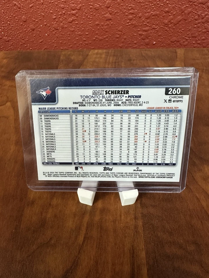 2025 Topps Chrome Max Scherzer #260 True Orange Refractor/25 🧡🔥 Raro Foto 2 de 2