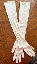 Vintage White Opera-length Gloves with Button Wrist Detail