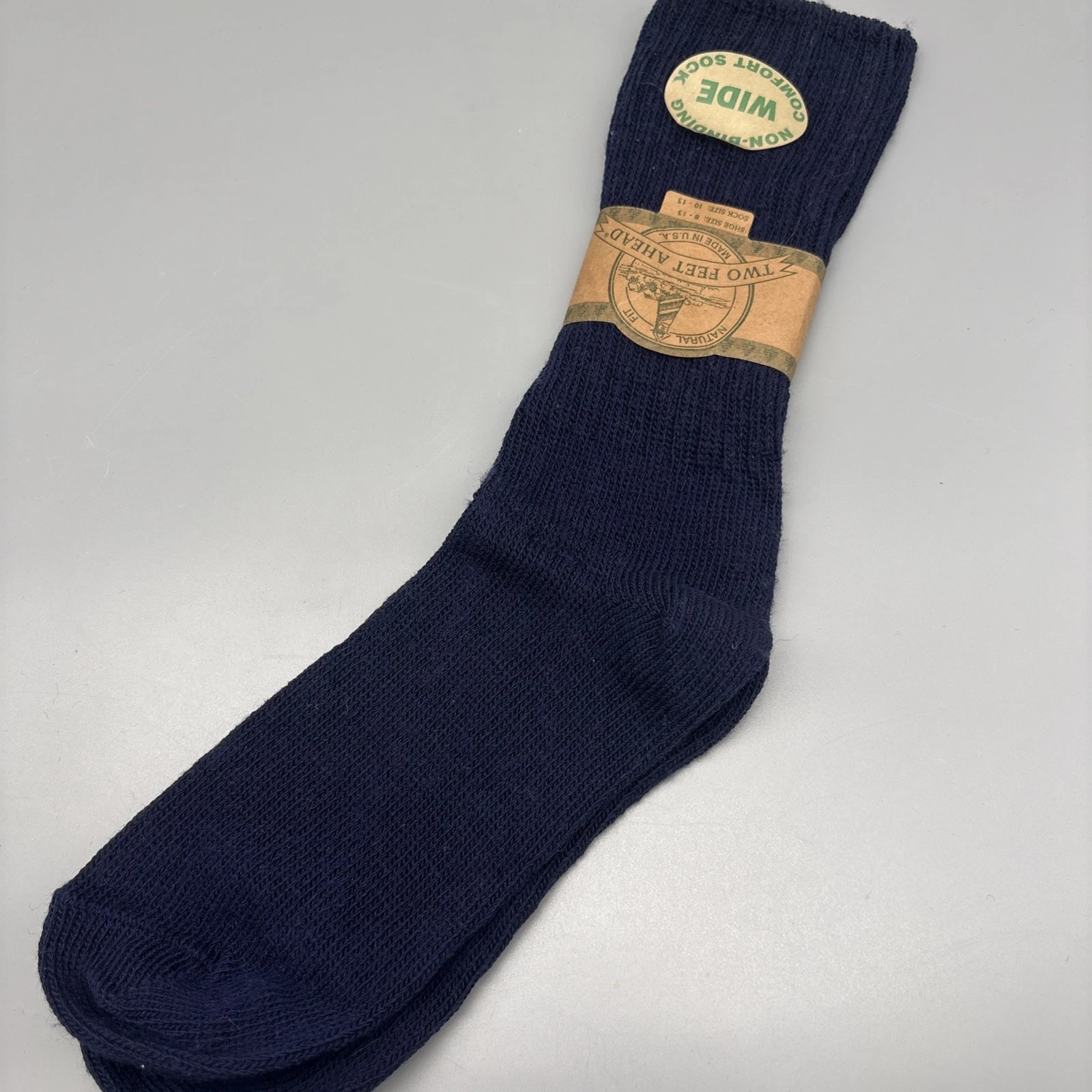 Men VTG Merino Wool Dress Socks Over The Calf Non Binding Size 10-13 Navy Blue