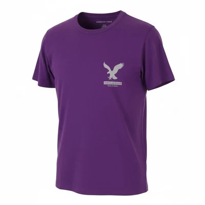 American Eagle Outfitters T-Shirt Coupe Classique Homme Lila Manches Courtes M - Photo 1/4
