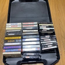 VTG Carrying Case Mixed Lot 37 Rock Country  Popular Music Cassette Tapes