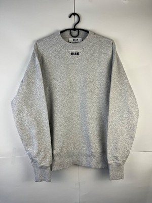 MSGM Luxury Solid Cotton Men's Grey Sweatshirt Made in Italy Size M