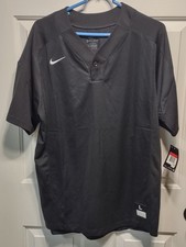 NWT - Nike Dri Fit - Stock Vapor 1 - Mens 1 Button Black Baseball Jersey - Large